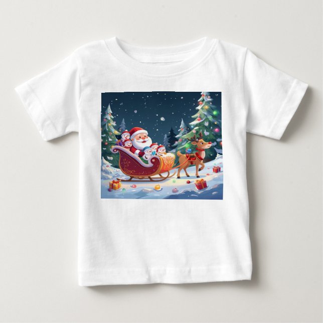 Santa Sleigh Ride Christmas Adventure Baby T-Shirt (Front)