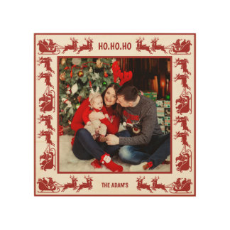 Santa Sleigh Ride Christmas Photo Frame Wood Wall Art