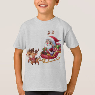 Santa Sleigh Ride Festive Christmas Gift for Kids T-Shirt