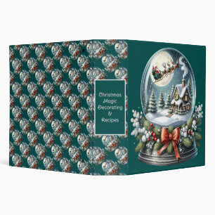 Santa Sleigh Ride in Snow Globe Wonderland 3 Ring Binder