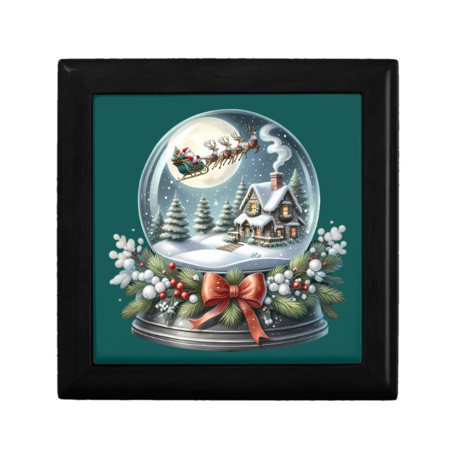 Santa Sleigh Ride in Snow Globe Wonderland Gift Box (Front)