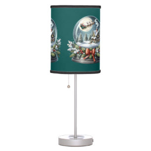 Santa Sleigh Ride in Snow Globe Wonderland Table Lamp