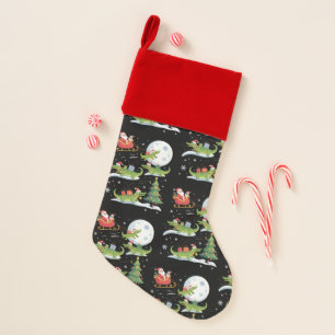 Santa Sleigh Riding Alligator Christmas Funny Xmas Stocking