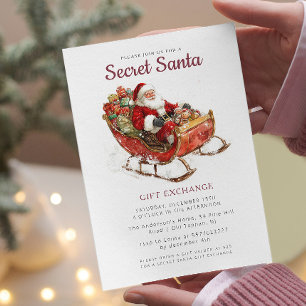 Santa Sleigh Secret Santa Christmas Party Invitation