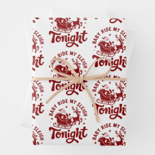 Santa Sleigh Snarky Christmas Sarcastic Humor Wrapping Paper Sheets