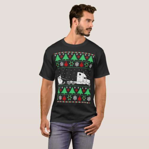 Santa Sleigh Truck Driver Trucker Christmas T_Shirt