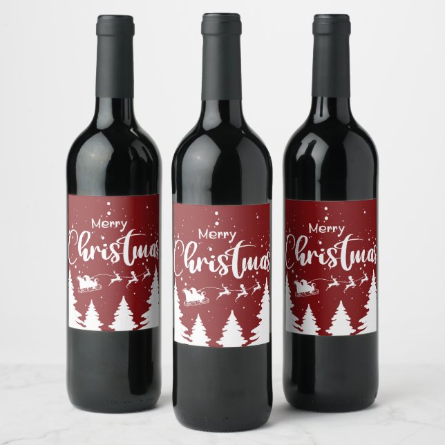 Santa Sleigh Wine Label - Custom Christmas Design! (Bottles)