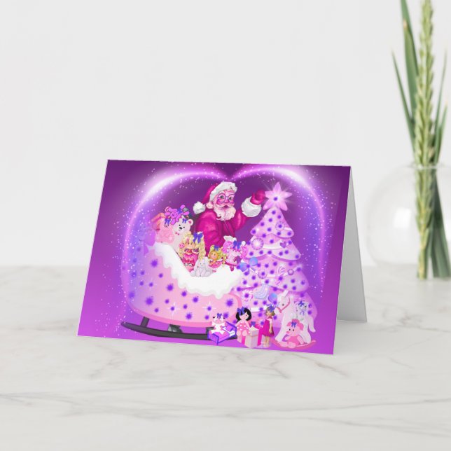 Santa Sleigh With Children Gifts Greeting Card (Front)