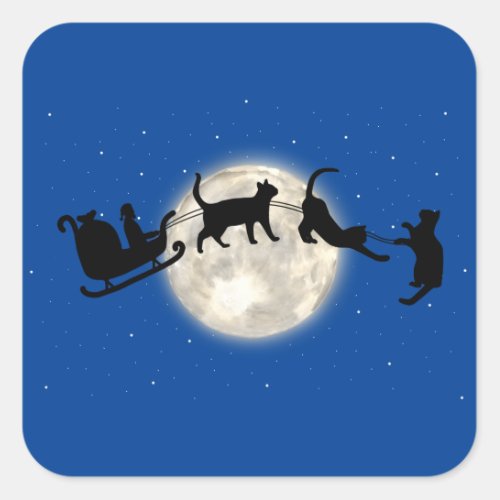 Santa sleigh with funny cats Sticker