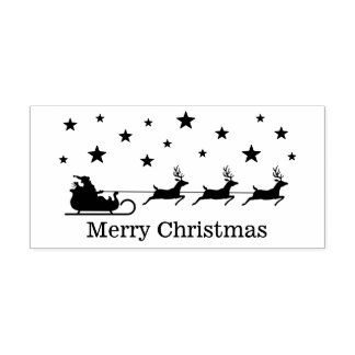 Santa Sleigh With Stars And Custom Text Self-inking Stamp