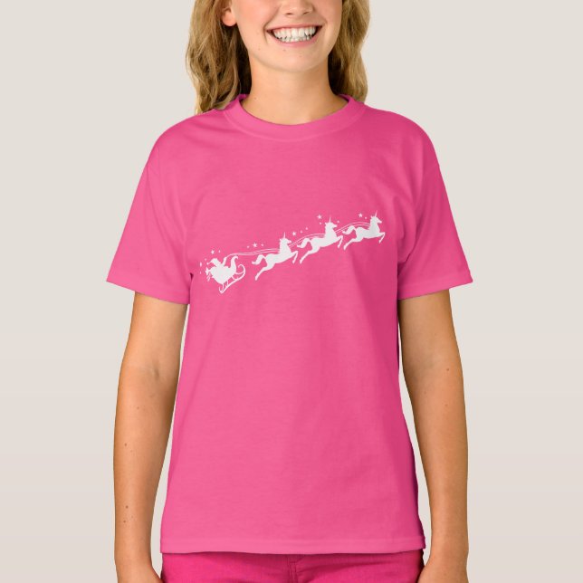 Santa Sleigh with Unicorns  T-Shirt (Front)
