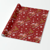 Skating penguin glossy purple wrapping paper