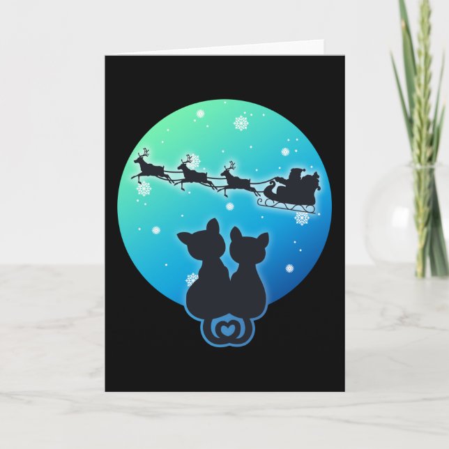 Santa Sleighing With Cat Lovers Funny Xmas Card (Front)