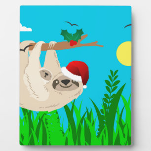 santa sloth plaque