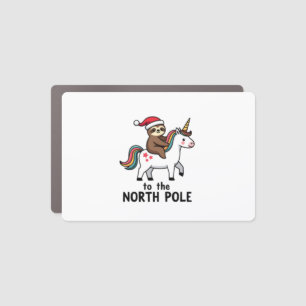 Santa Sloth Riding Unicorn Funny Girl Christmas T- Car Magnet