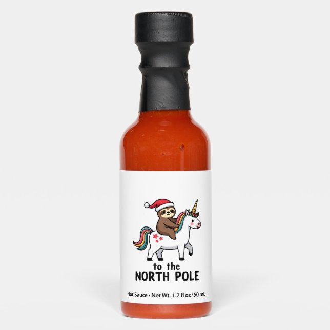 Santa Sloth Riding Unicorn Funny Girl Christmas T- Hot Sauces (Front)