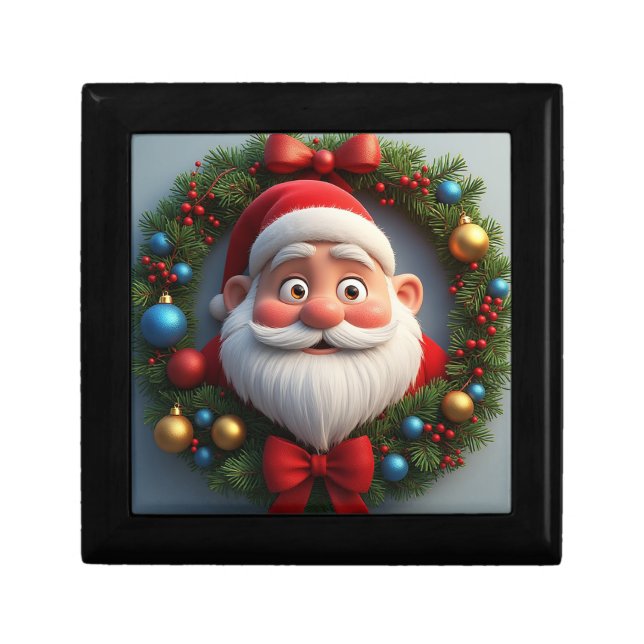 🎄 Santa Smiling Wreath Lights Festive Christmas  Gift Box (Front)