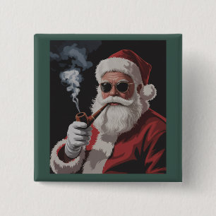 Santa Smoking Party Funny Christmas Holiday Button
