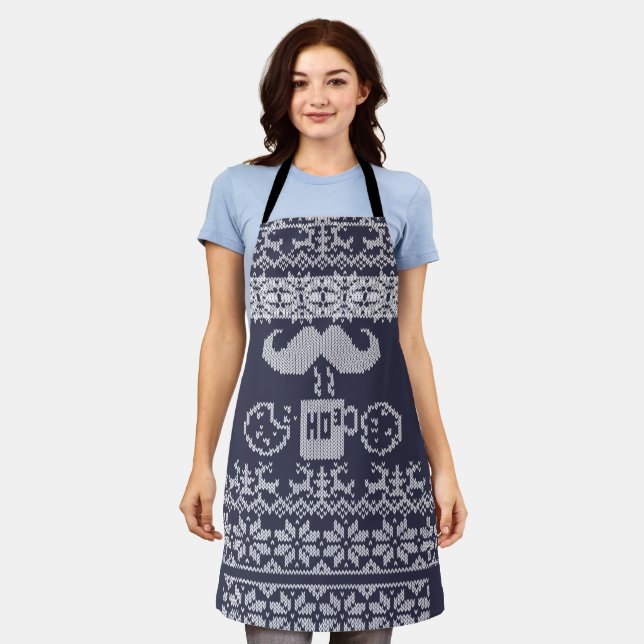 Santa Snack Ugly Christmas Sweater Style Apron (Worn)