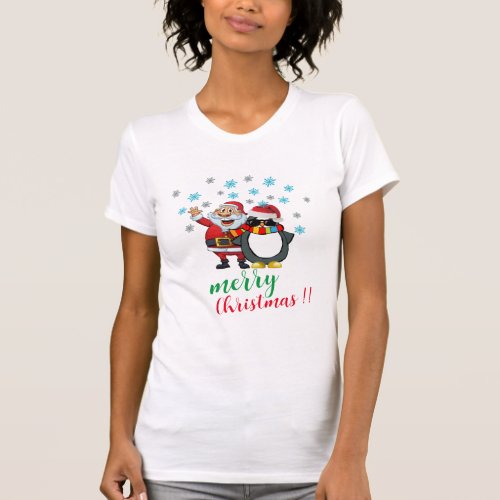 santa snow christmas funny shirt design women