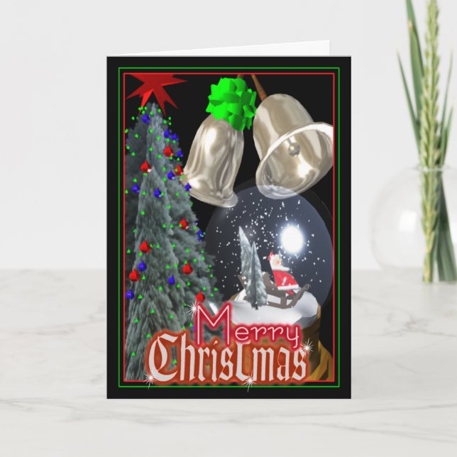 Santa snow globe by Valxart Holiday Card (Front)