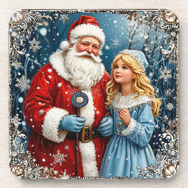 🎁Santa & Snow Maiden Winter Coaster Gift ✨ (Front)