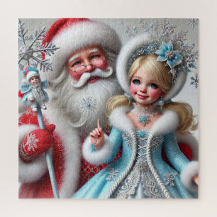 Santa Snow Maiden Winter Wonderland Christmas Jigsaw Puzzle