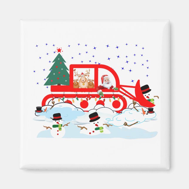 Santa snow Plowing Snowmen Gag Magnet (Front)