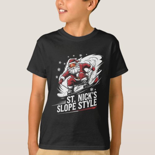Santa Snowboarder Christmas Snowboarding St. Nick&#39; T-Shirt