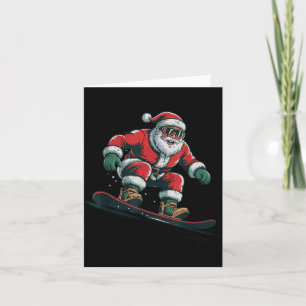 Santa Snowboarding Christmas Holiday Retro Vintage Card