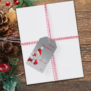 Santa Snowflake minimalist red letter Gift Tag