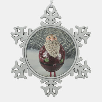 Santa Snowflake Pewter Christmas Ornament
