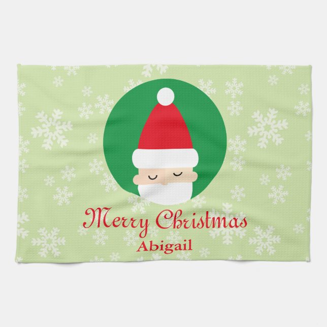 Santa Snowflakes Christmas Kitchen Towel (Horizontal)