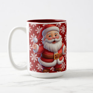 Santa Snowflakes Two-Tone Coffee Mug