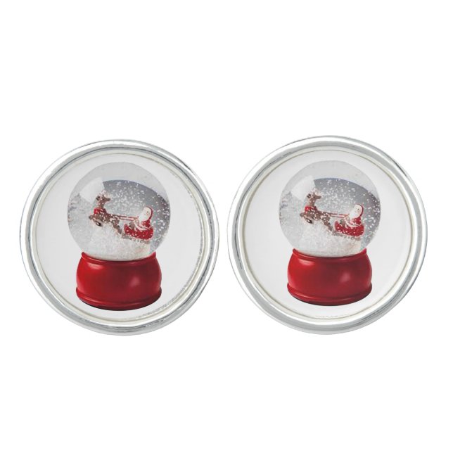 Santa Snowglobe Pair of Cufflinks (Front)