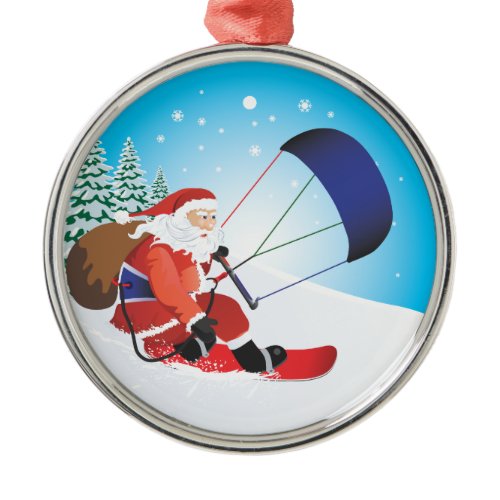 Santa Snowkite Snowboard Premium Ornament
