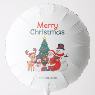 Santa Snowman And Reindeer Festive Merry Christmas Balloon