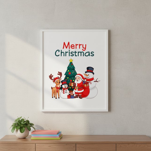 Santa, Snowman And Reindeer Merry Christmas Poster (Creator Uploaded)