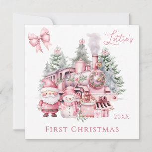 Santa Snowman Baby 1st Christmas Card