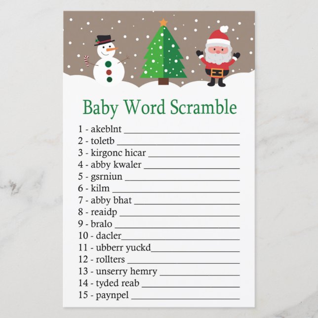 Santa,snowman Baby word scramble game (Front)