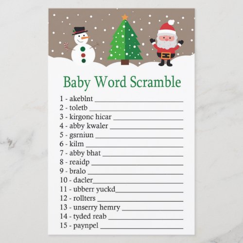Santasnowman Baby word scramble game
