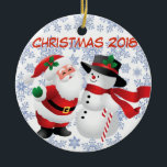 Santa/snowman Ceramic Ornament<br><div class="desc">Santa/snowman</div>