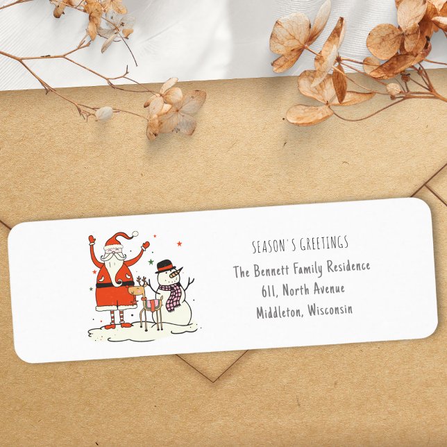 Santa Snowman Christmas Address Label (Creator Uploaded)