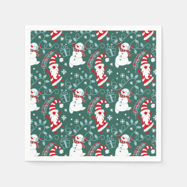 Santa Snowman Christmas Napkins (Front)