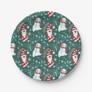 Santa Snowman Christmas Paper Plates