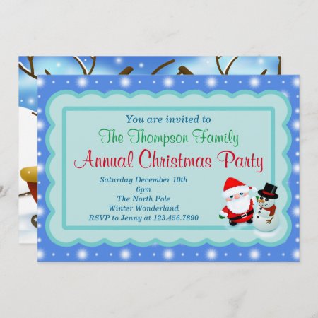 Santa Snowman Christmas Party Invitation