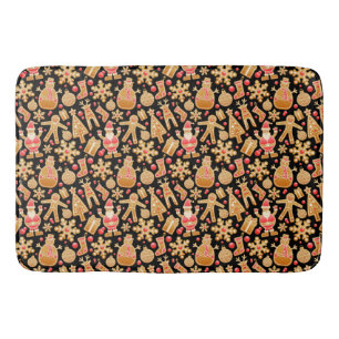 Santa & Snowman Gingerbread Christmas Cookies Bath Mat