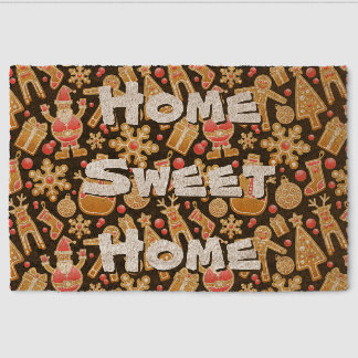 Santa & Snowman Gingerbread Christmas Cookies Fiber Doormat