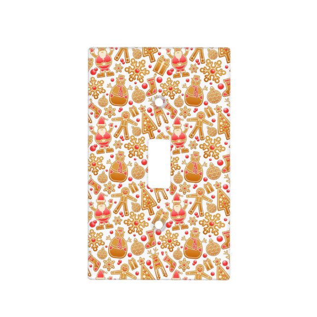 Santa & Snowman Gingerbread Christmas Cookies Light Switch Cover (Front)