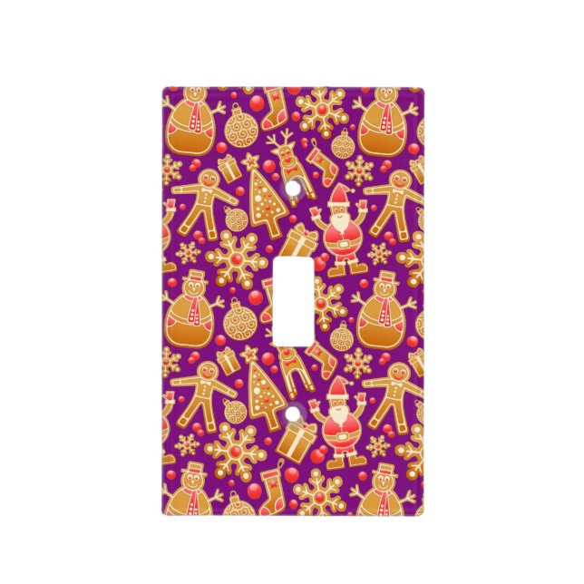 Santa & Snowman Gingerbread Christmas Cookies Light Switch Cover (Front)